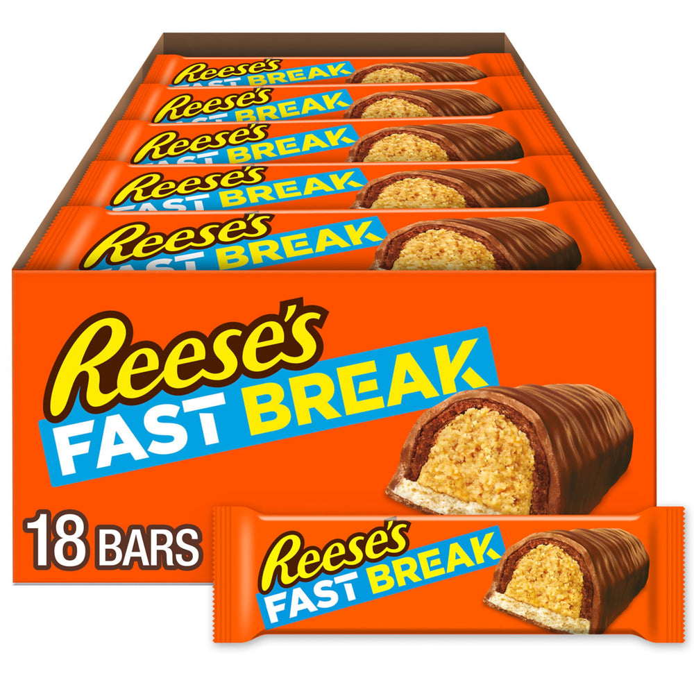 REESE'S paquete frontal mostrando las 18 barras listo para compartir