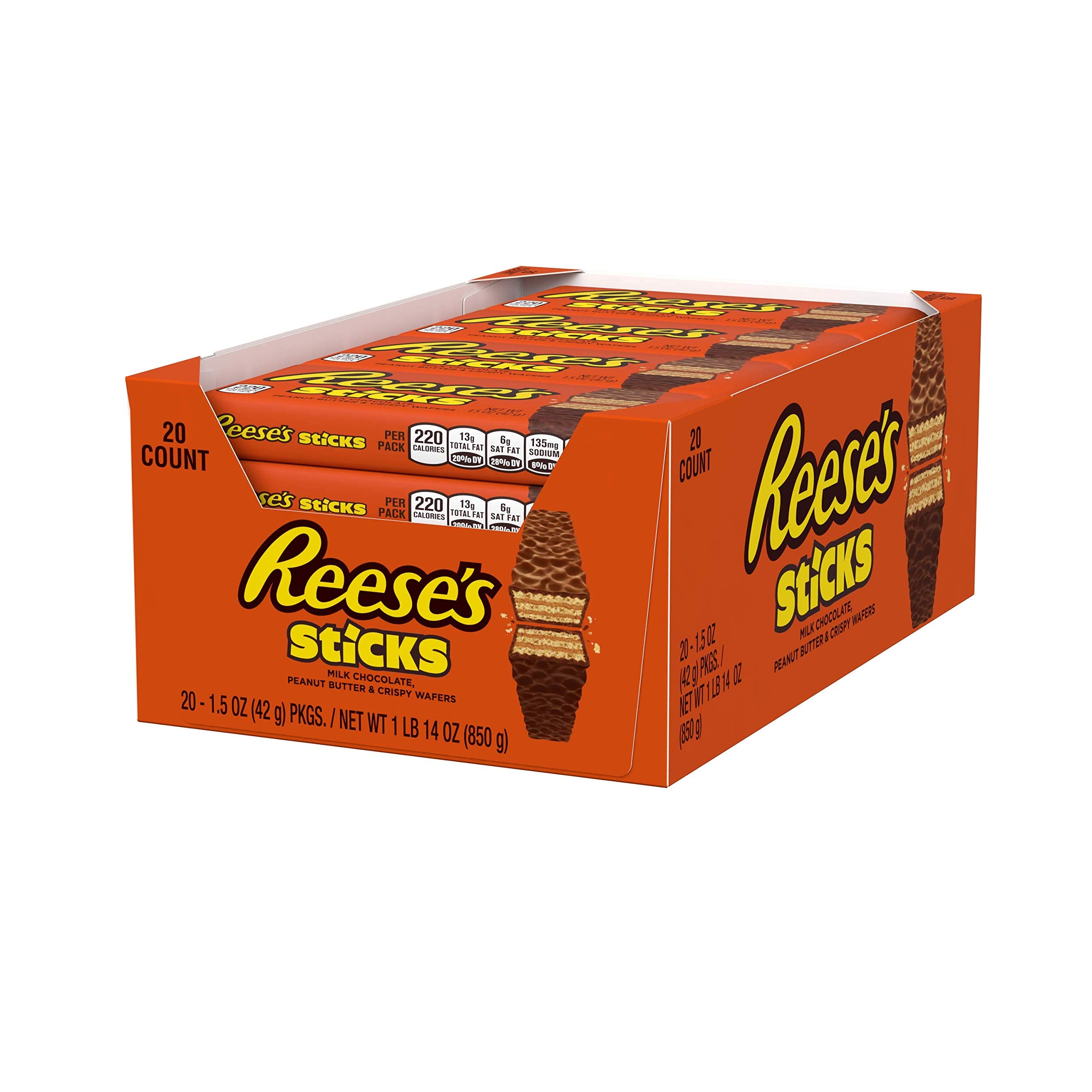 Reese's empaque frontal mostrando la marca y beneficio de sabor icónico