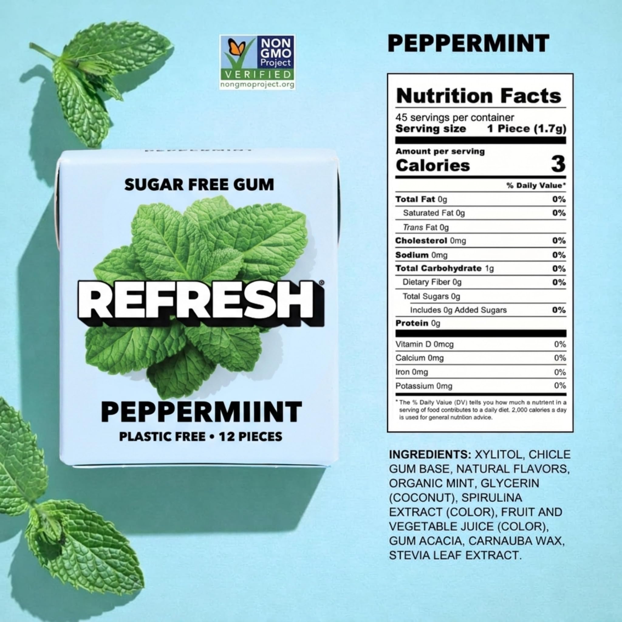 Refresh Gum piezas dispersas exhibiendo forma y frescura listos para masticar