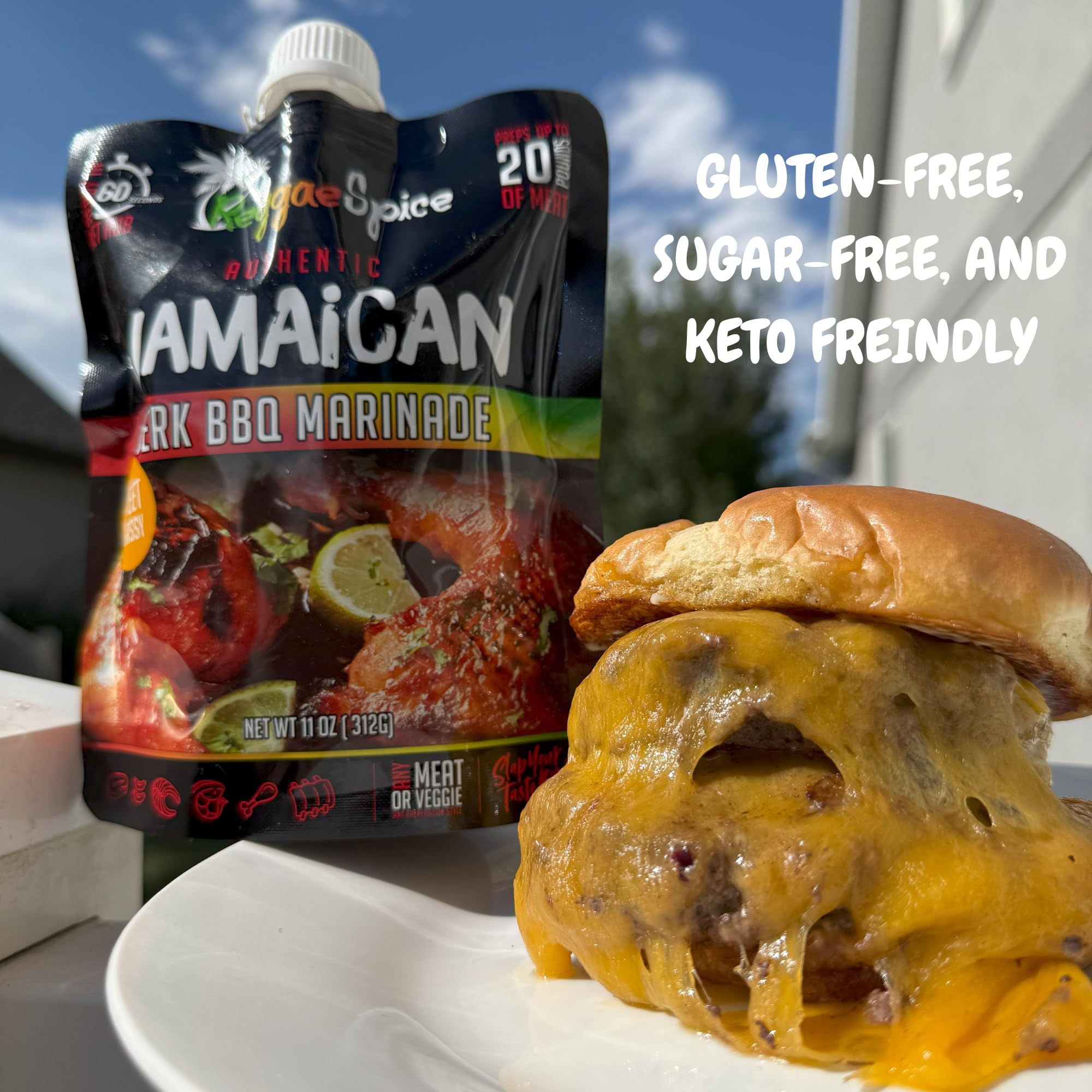 Reggae Spice porciones comparadas que muestran rendimiento para hasta 20 lb