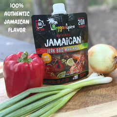 Reggae Spice etiqueta frontal legible indicando sin gluten y sin azúcares añadidos