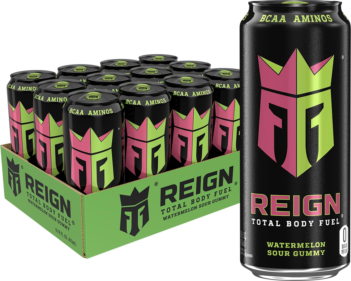 REIGN botella frontal Watermelon Sour Gummy muestra sabor y formato práctico