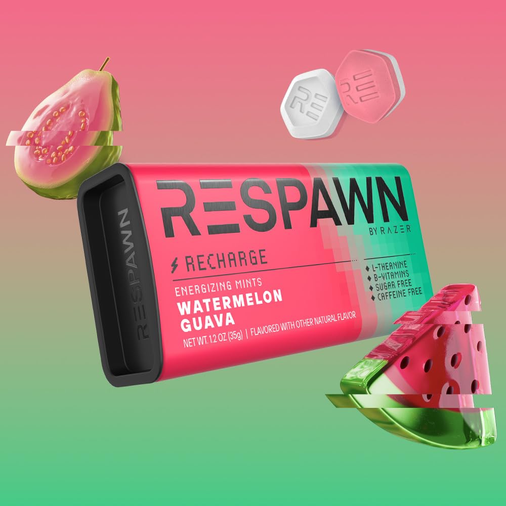 RESPAWN detalle de etiqueta con sabor sandía guayaba y información clara