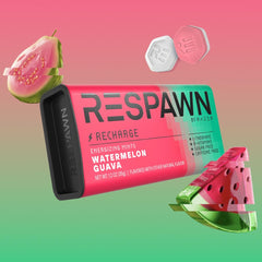 RESPAWN detalle de etiqueta con sabor sandía guayaba y información clara