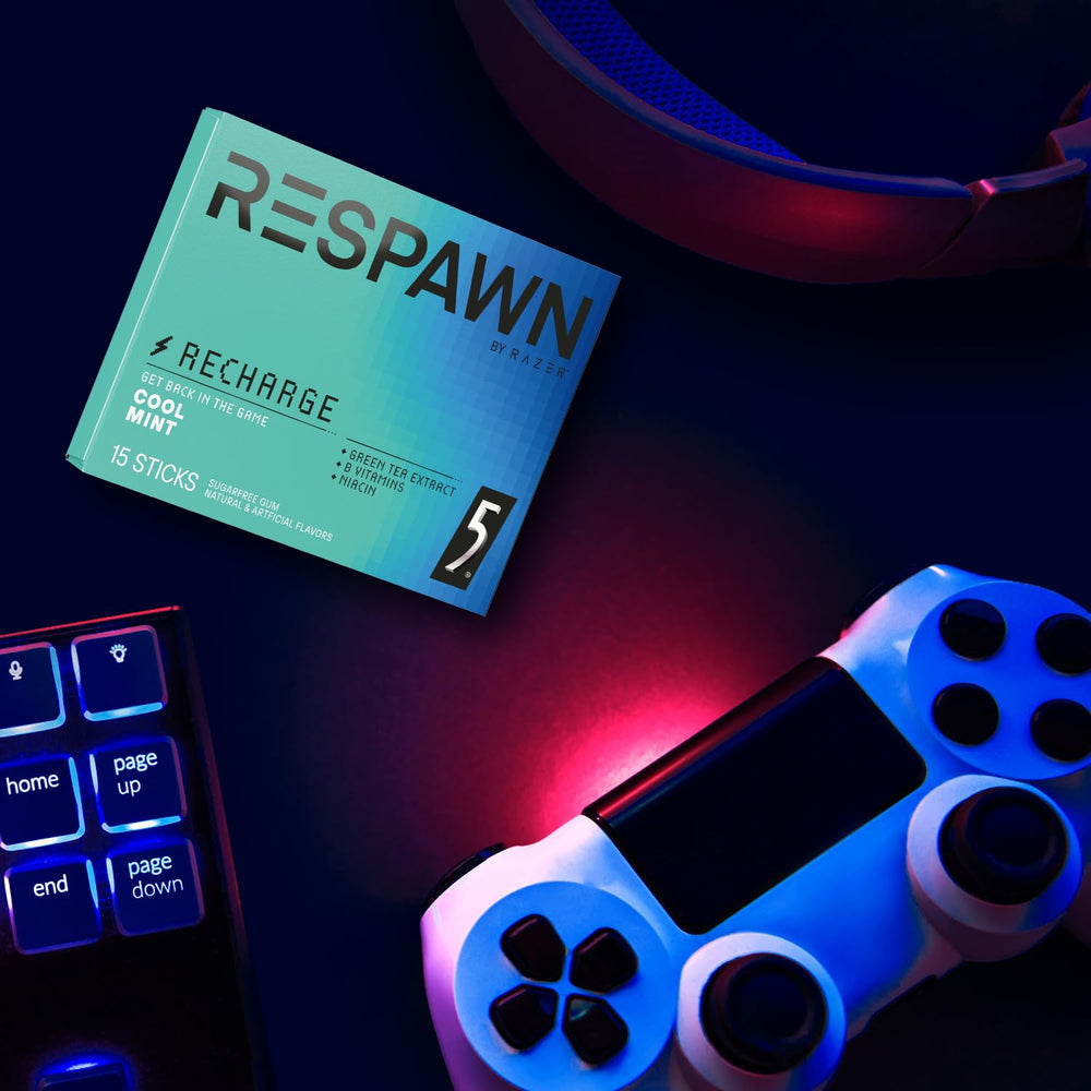 RESPAWN etiqueta ingredientes cercana muestra vitaminas B y té verde