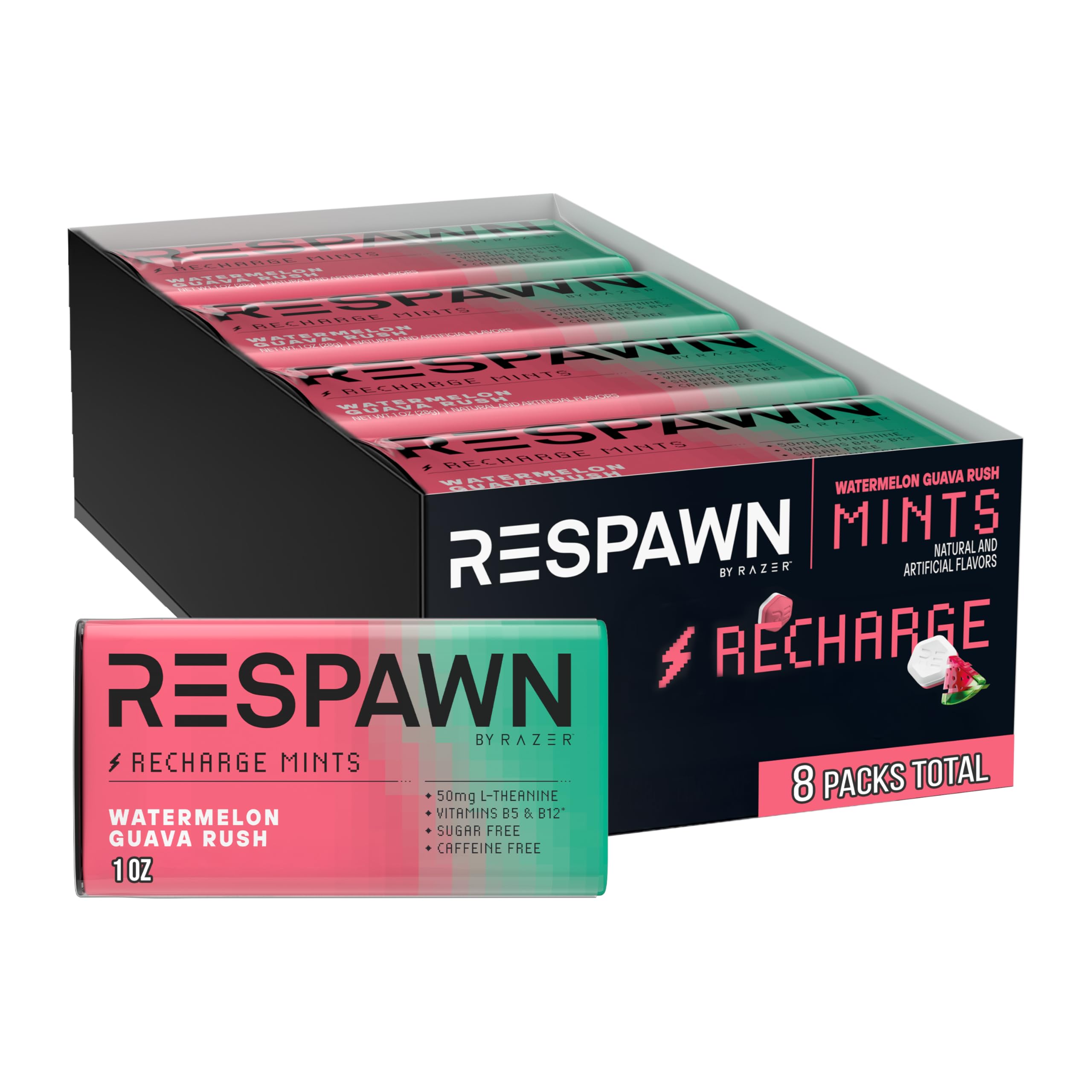 RESPAWN presentación frontal del pack mostrando diseño colorido y beneficio portable