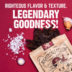 Righteous Felon primer plano de bolsas individuales destacando cada sabor único