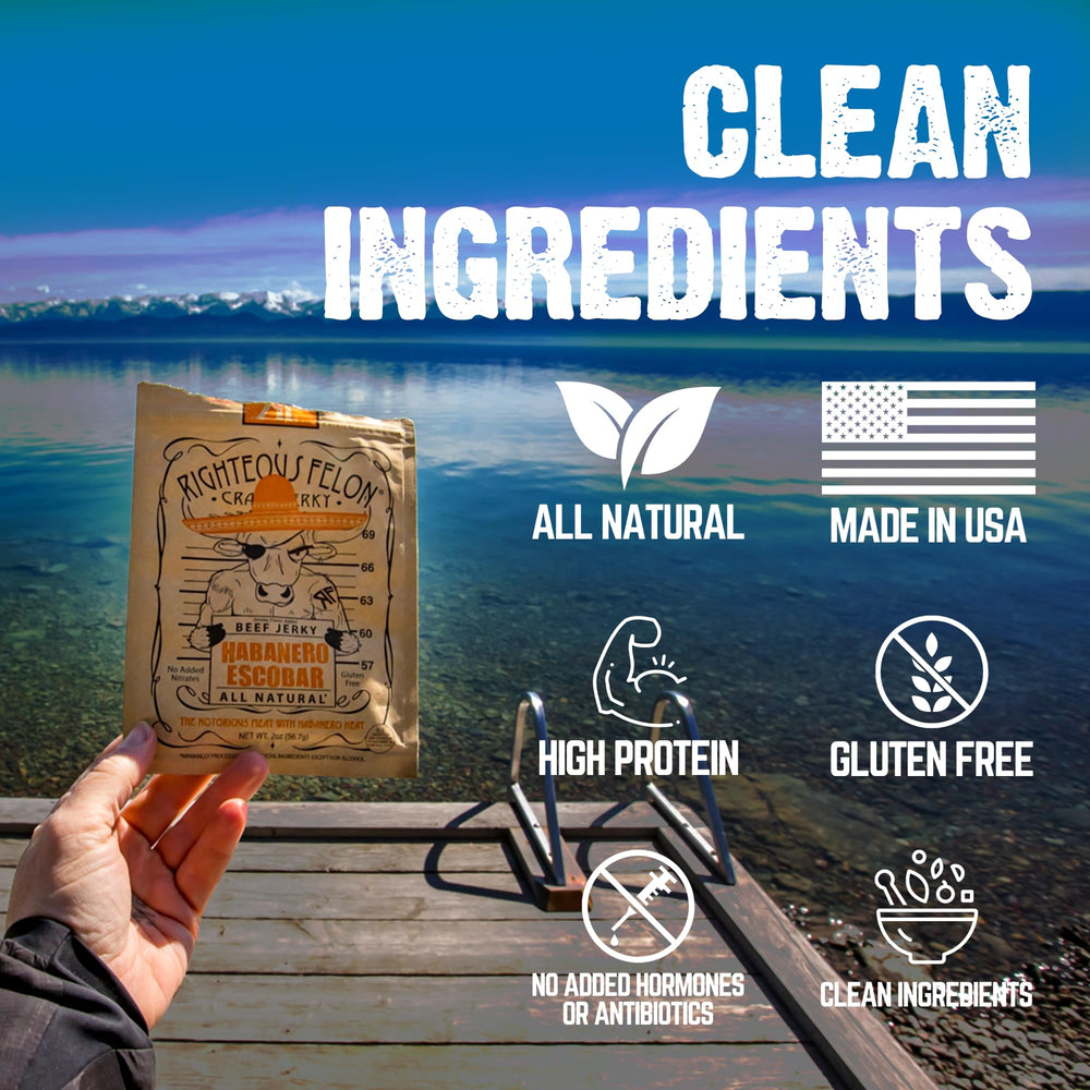 Righteous Felon etiqueta con ingredientes limpios y beneficios nutricionales