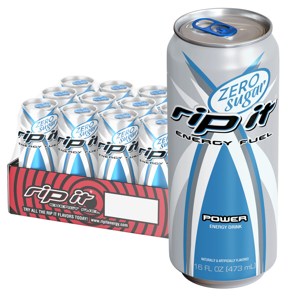 Rip It pack frontal mostrando las 12 latas y el diseño cítrico para abastecimiento rápido
