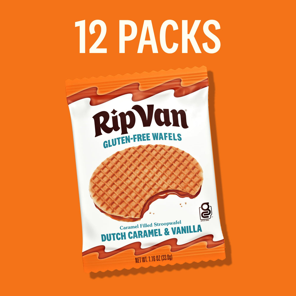 Rip Van Wafels etiqueta de ingredientes resaltando harina de arroz y garbanzo limpia