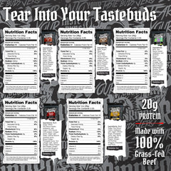 RIPPED JERKY primer plano de textura carnosa y jugosa para disfrutar