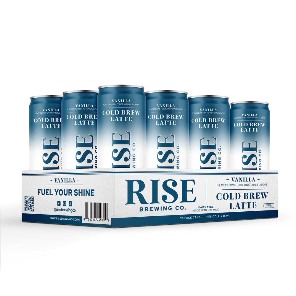 RISE Brewing Co. lata en mano, bebida lista para beber y aportar energía