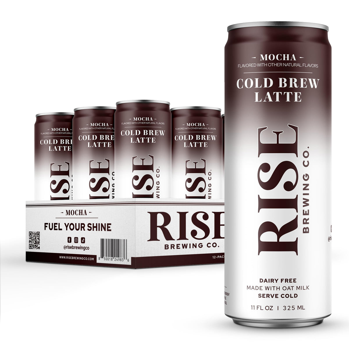 RISE Brewing Co. vista frontal de lata mocha enpack ahorro práctico