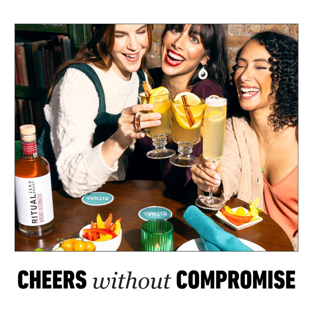 Ritual Zero-Proof en mesa de bar mostrando uso en ambiente social sin alcohol