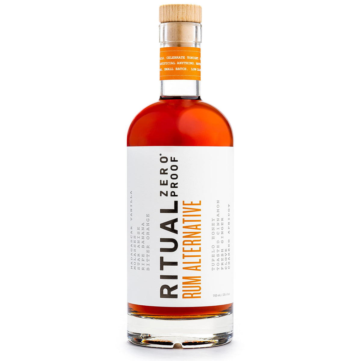 Ritual Zero-Proof botella frontal 750ml mostrando etiqueta y diseño, facilita identificación