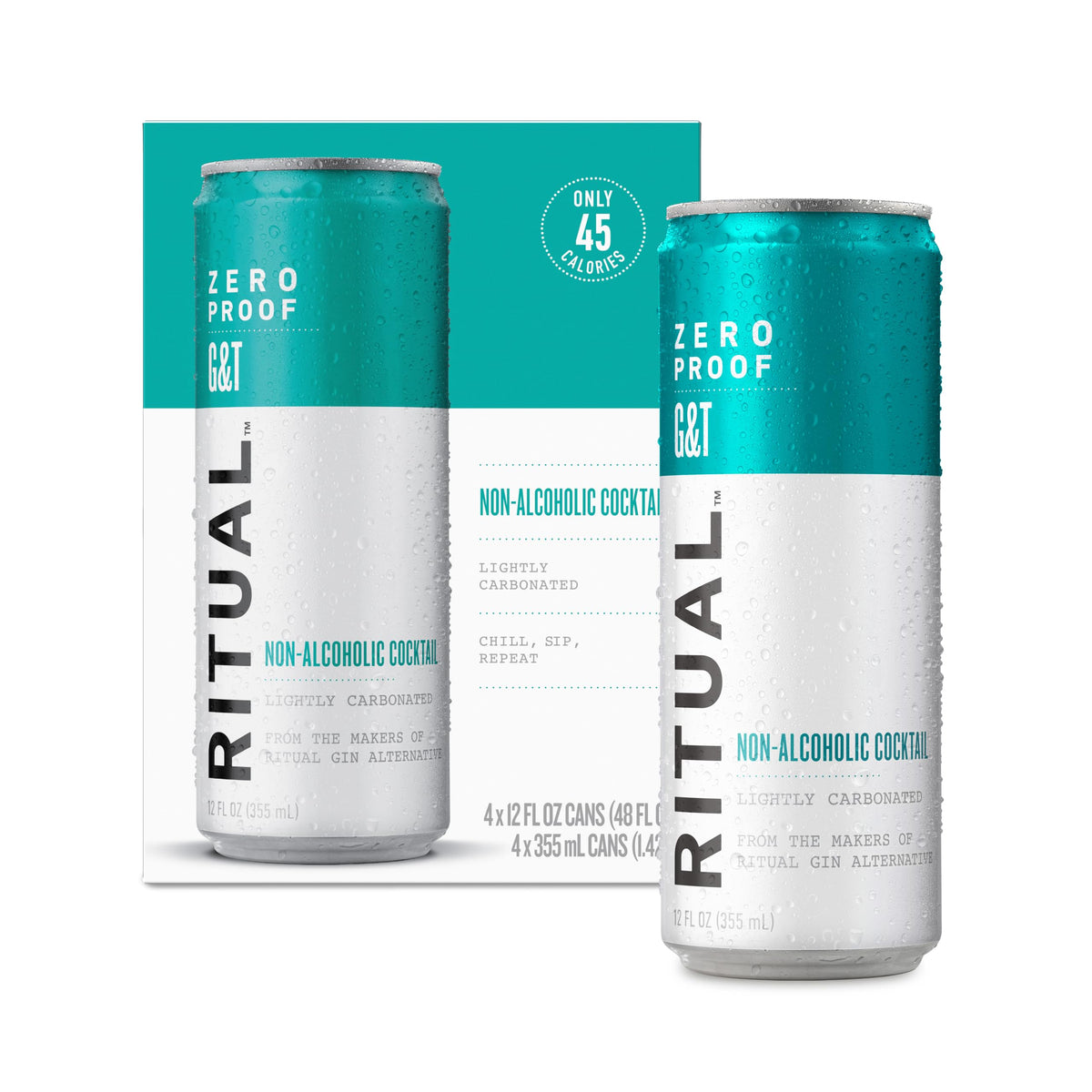 Ritual Zero-Proof lata frontal mostrando diseño y conveniencia