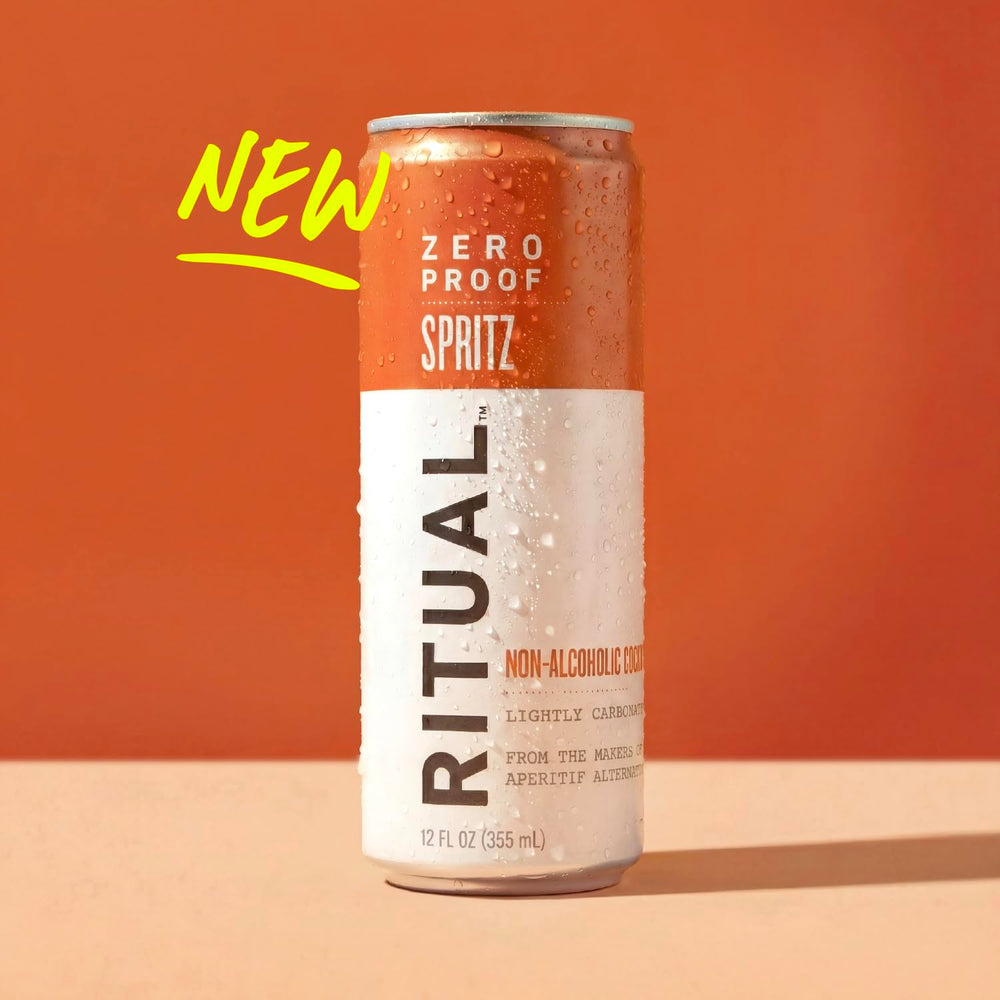 Ritual Zero-Proof etiqueta en close-up mostrando ingredientes naturales