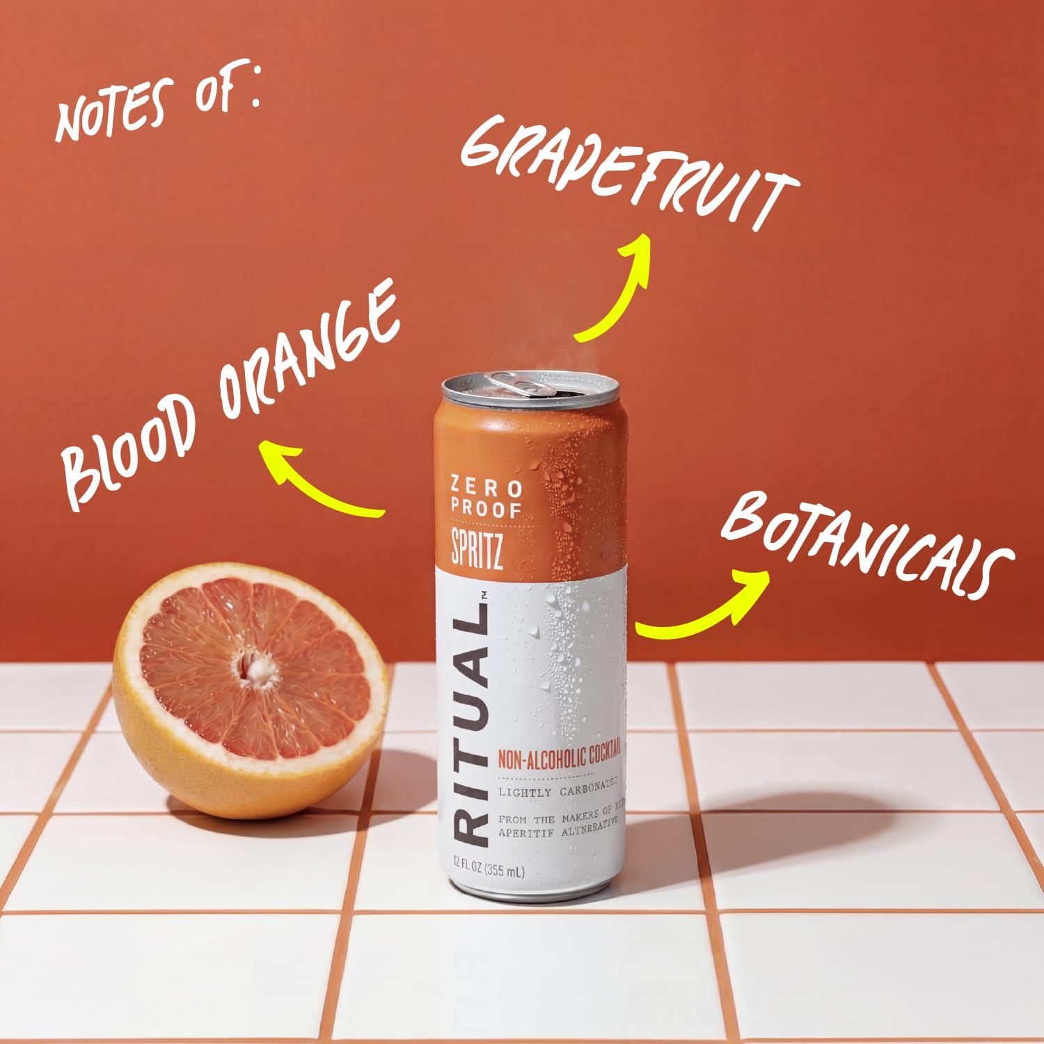 Ritual Zero-Proof lata abierta vertiendo spritz listo para beber