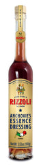 Rizzoli botella frontal de colatura di alici mostrando diseño y ventaja de sabor concentrado