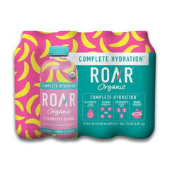 ROAR envase frontal fresa banana mostrando diseño y frescura