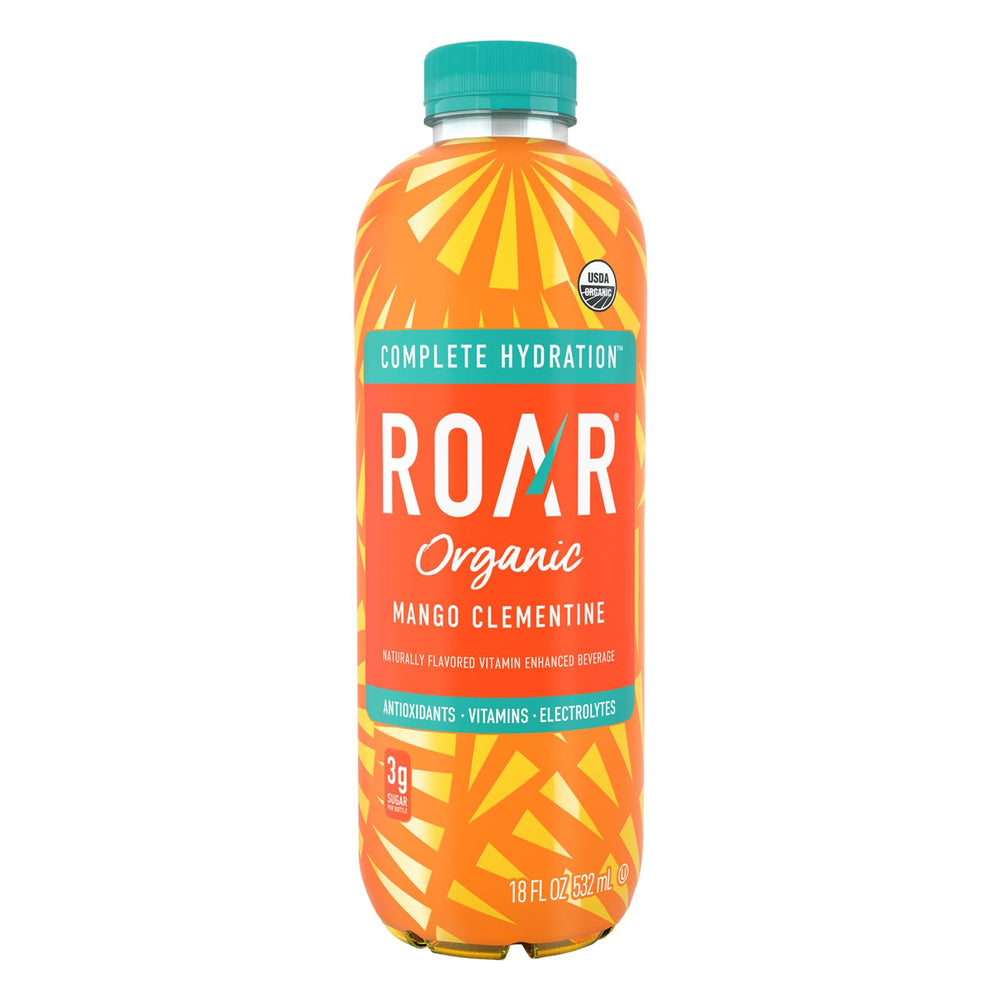 Roar Organic persona bebiendo en gimnasio resaltando reposición rápida