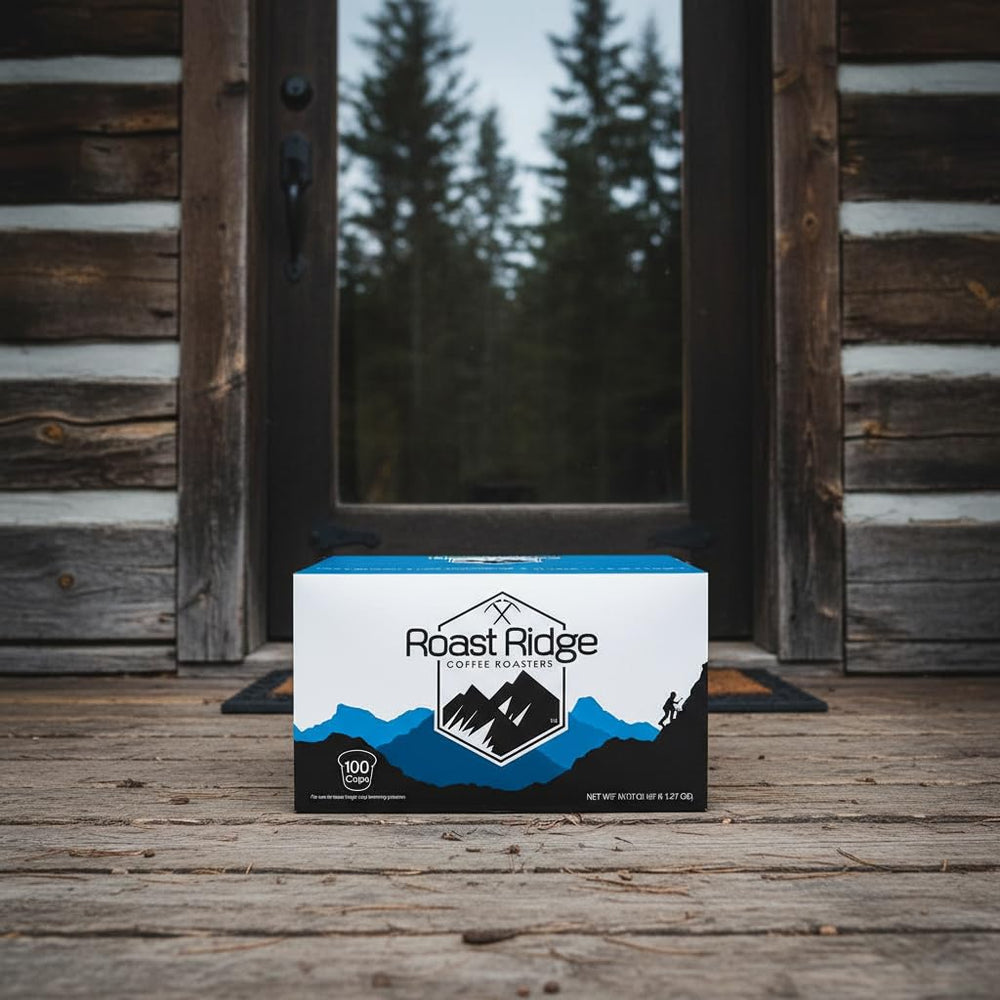 Roast Ridge comparación de tamaño con taza para referencia de porción