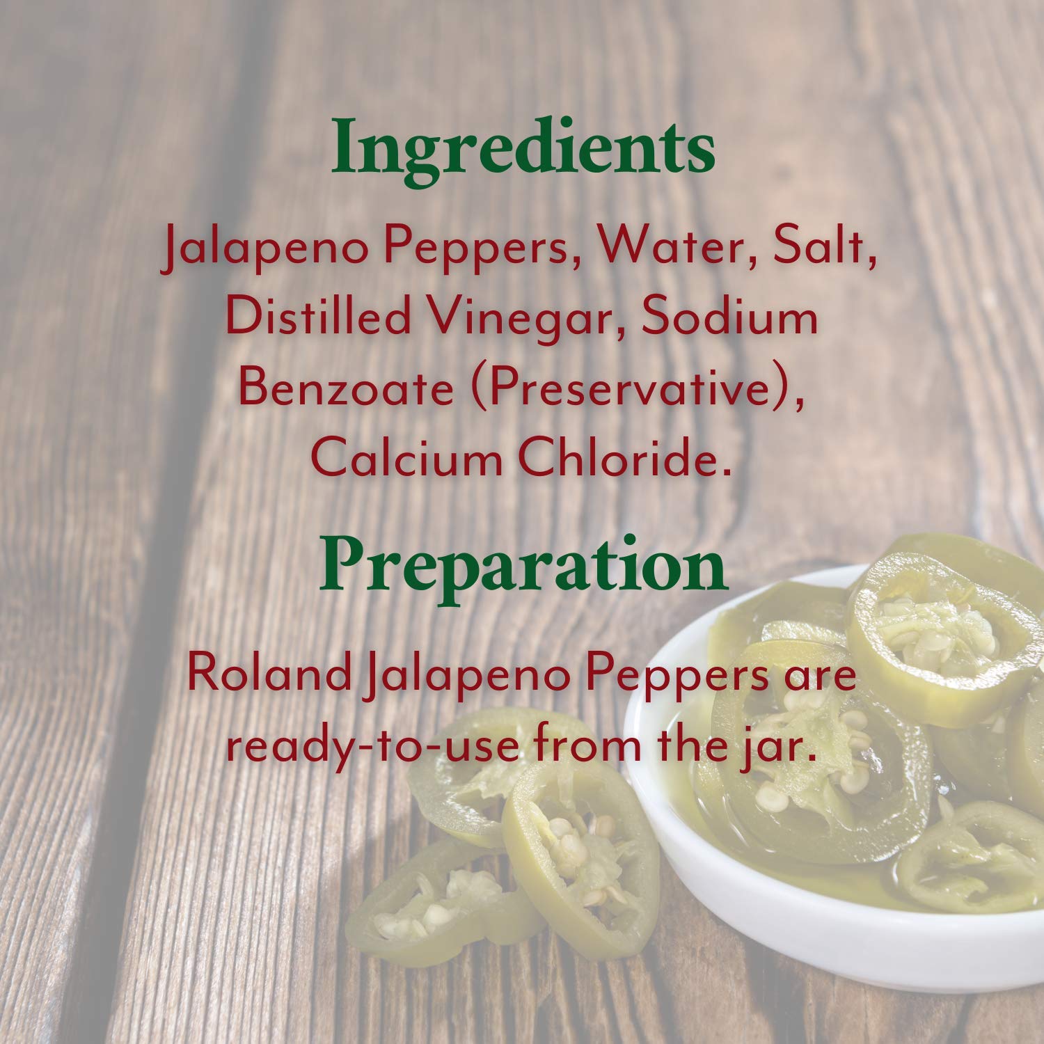 Roland Foods color y brillo de jalapeños para sabor consistente
