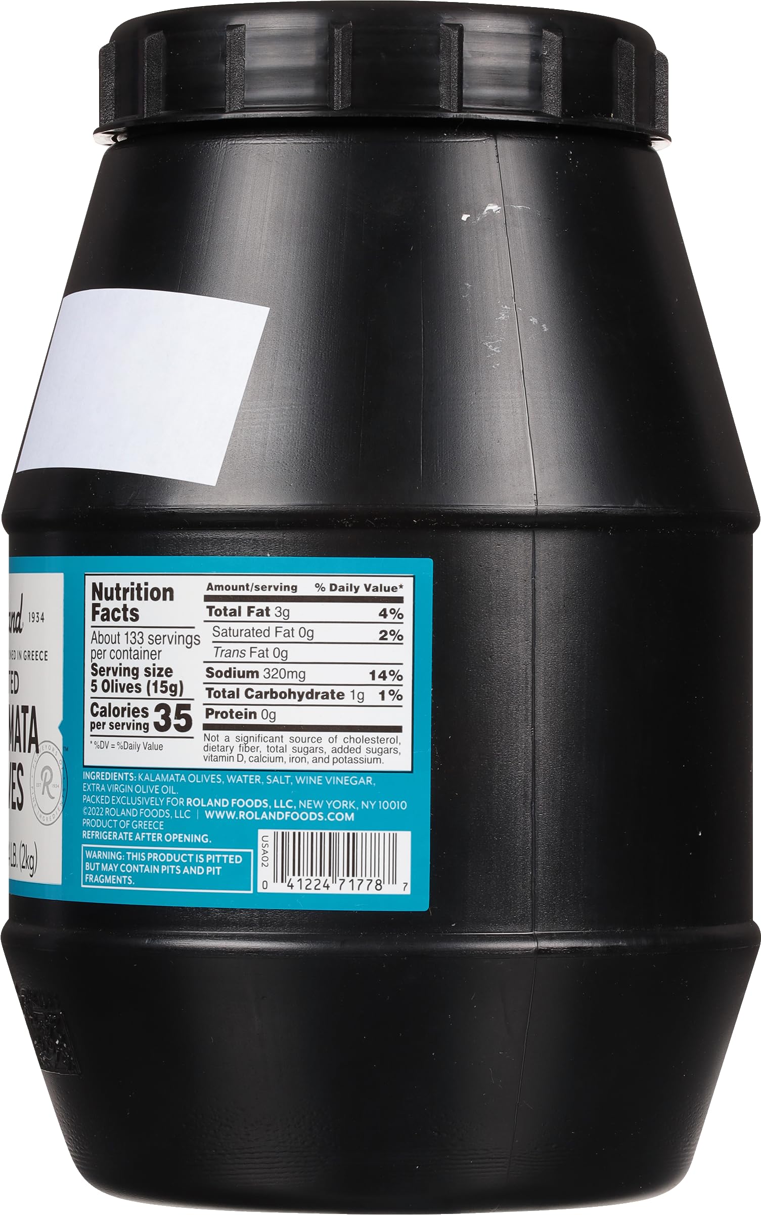 Roland Foods primer plano de textura y color púrpura de aceitunas Kalamata, sabor auténtico