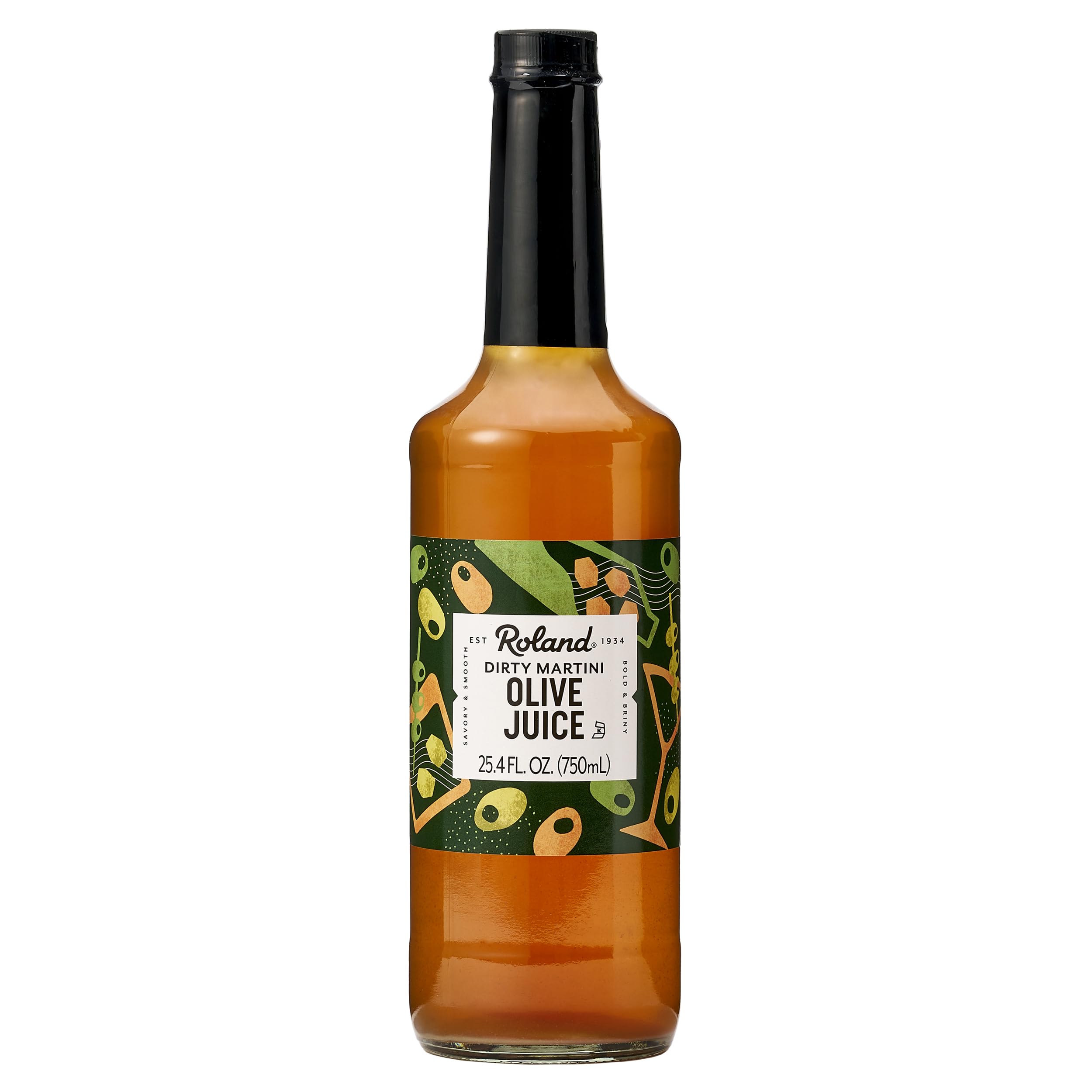 Roland jugo de aceituna vista frontal botella para preparar martinis