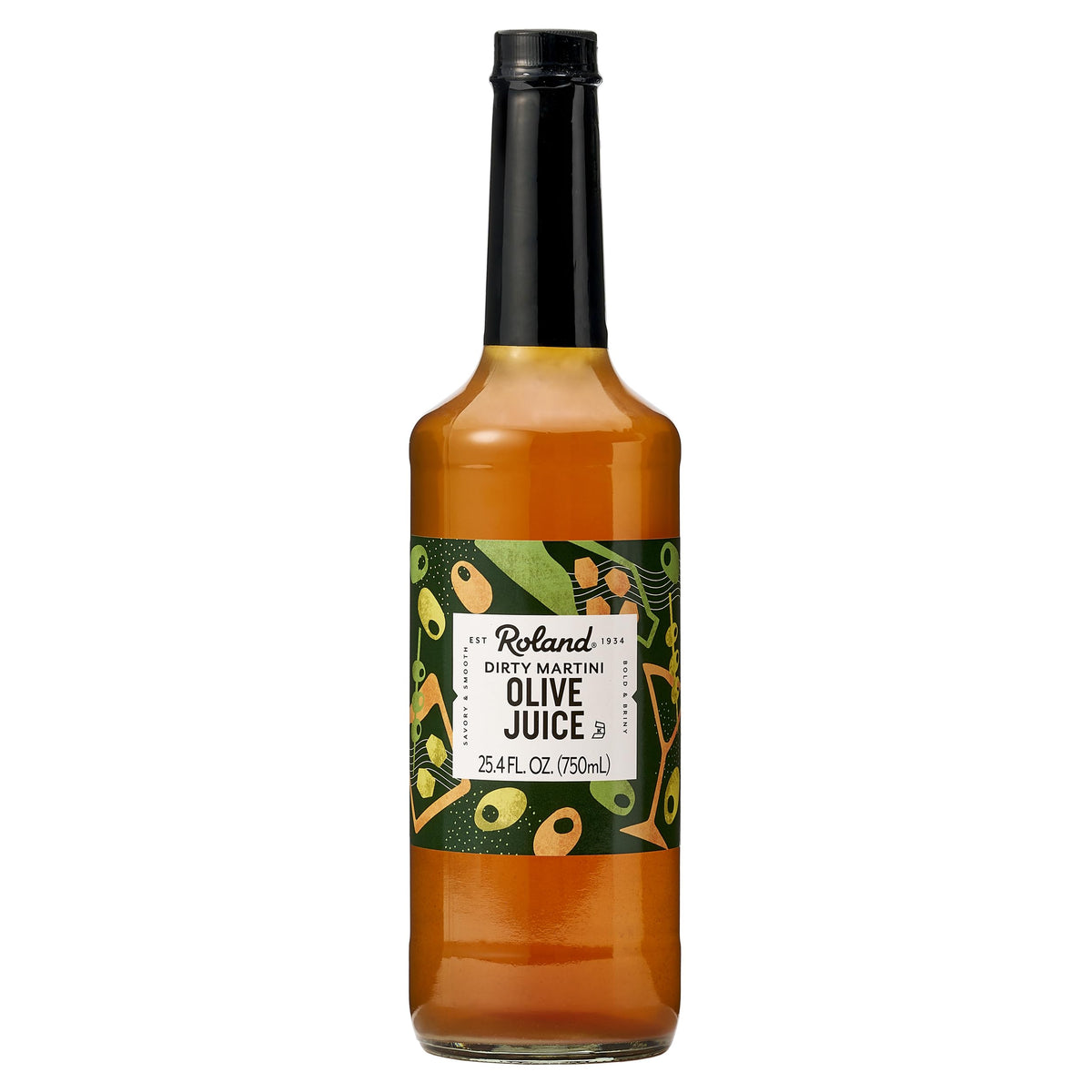 Roland jugo de aceituna vista frontal botella para preparar martinis