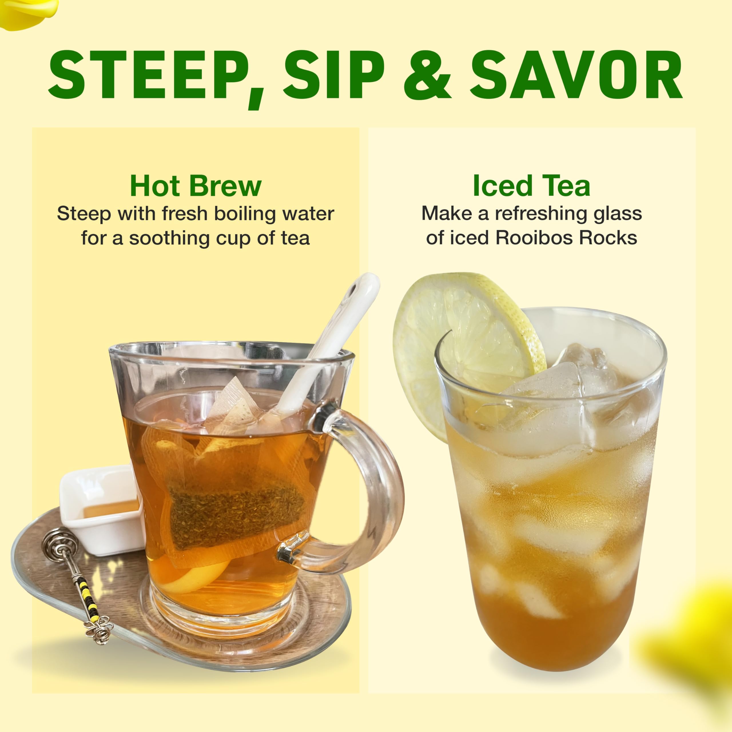 Rooibos Rocks servicio frío con hielo ideal para bebidas refrescantes