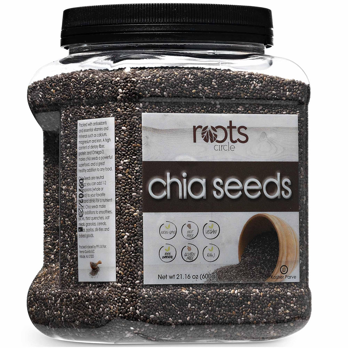 Roots Circle imagen frontal del envase de 21 oz, envase práctico y hermético