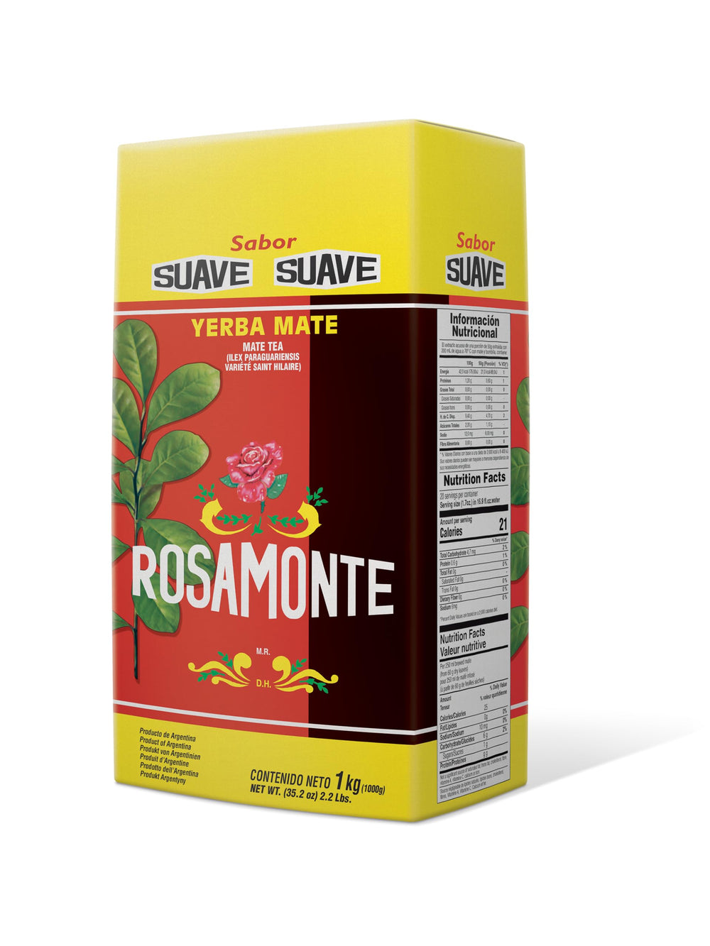 Rosamonte paquete 1 kg frontal mostrando diseño y peso, conveniencia