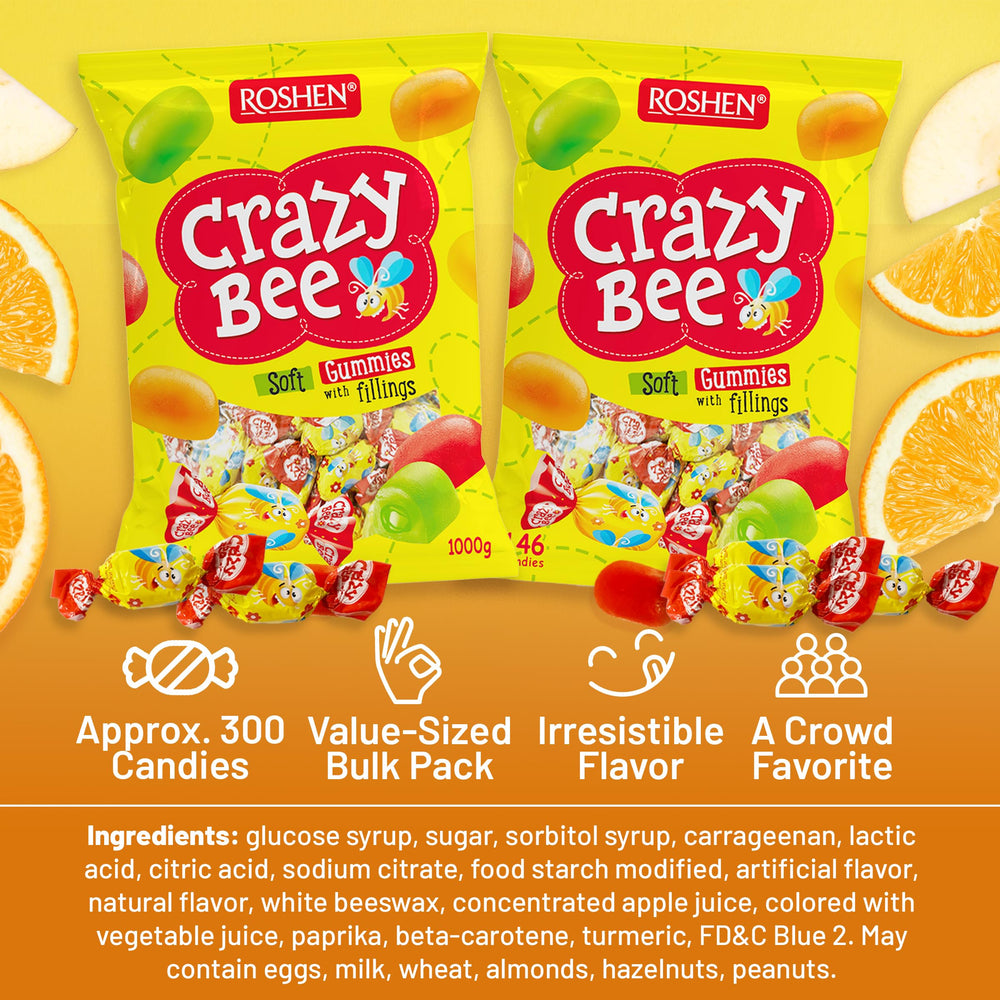 Roshen Crazy Bee piezas envueltas individuales listas para servir en mesa
