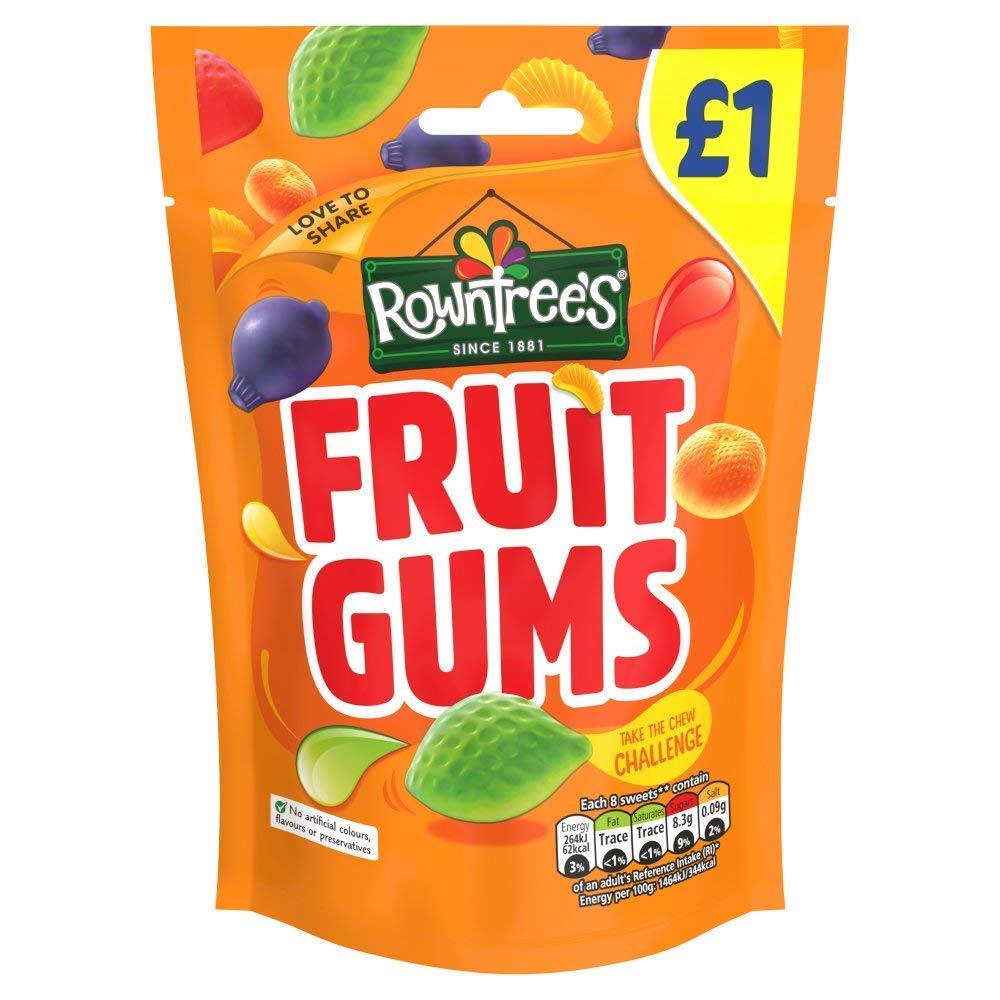 Rowntree's paquete frontal mostrando diseño y conveniencia para compartir