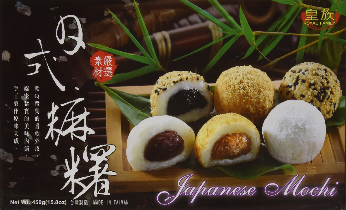 Royal Family empaque frontal de mochi daifuku surtidos muestra presentación conveniente
