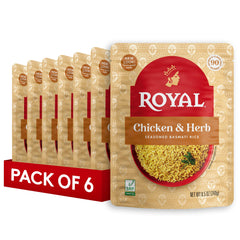 Royal empaque frontal Chicken and Herb, vista clara y beneficios de sabor