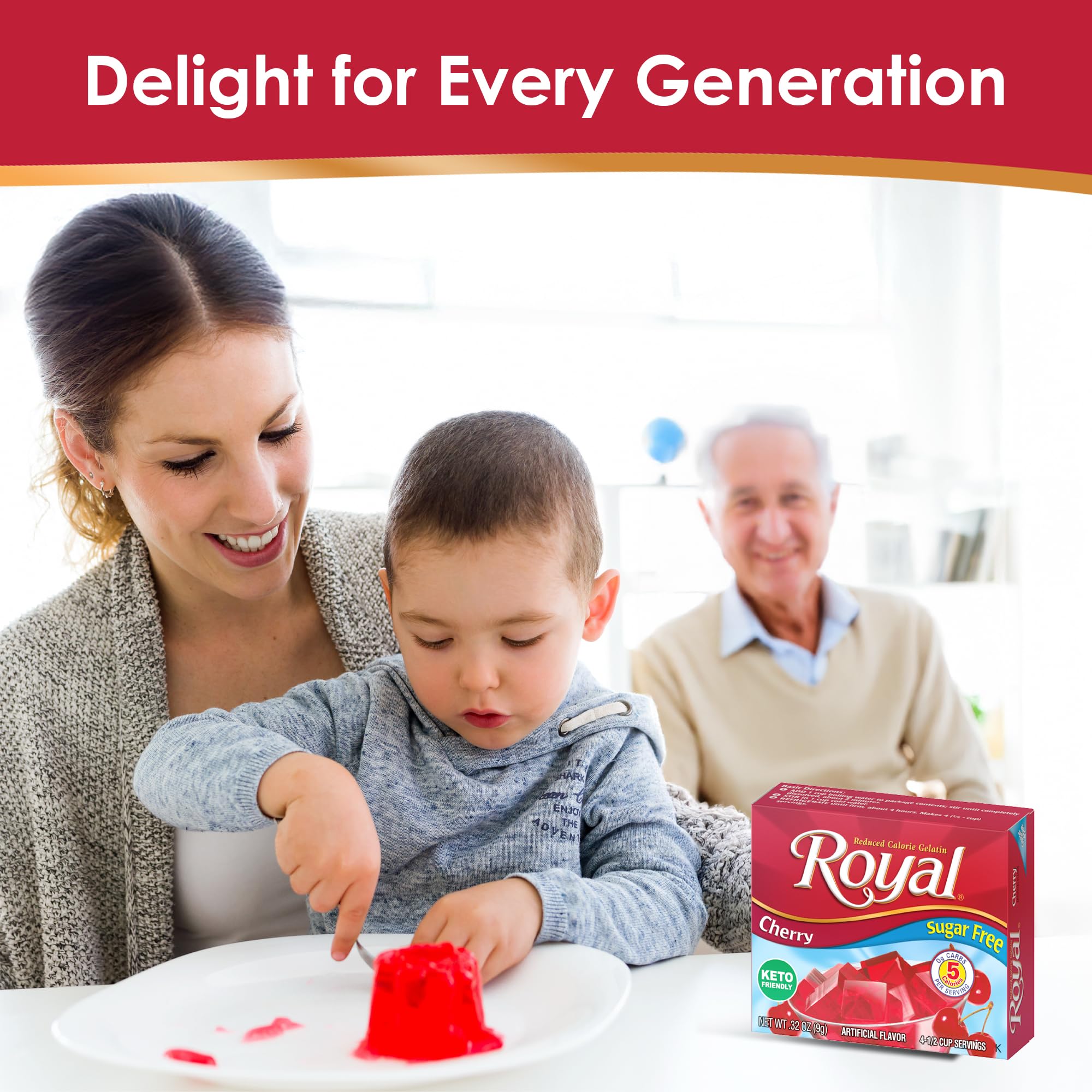 Royal gelatina en postre de capas Royal, versatilidad para recetas creativas