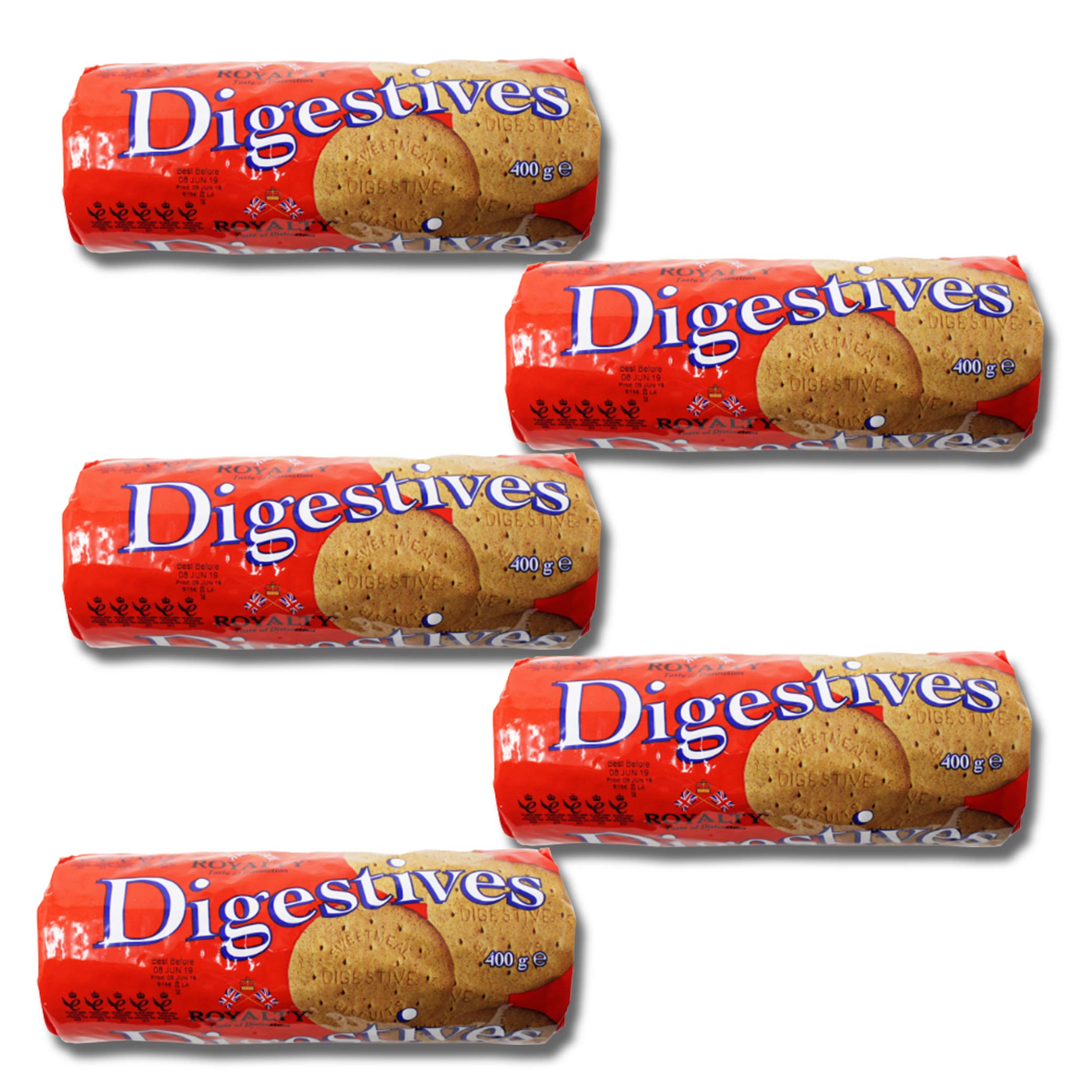 Royalty galletas digestive vista frontal paquete, ideal para té