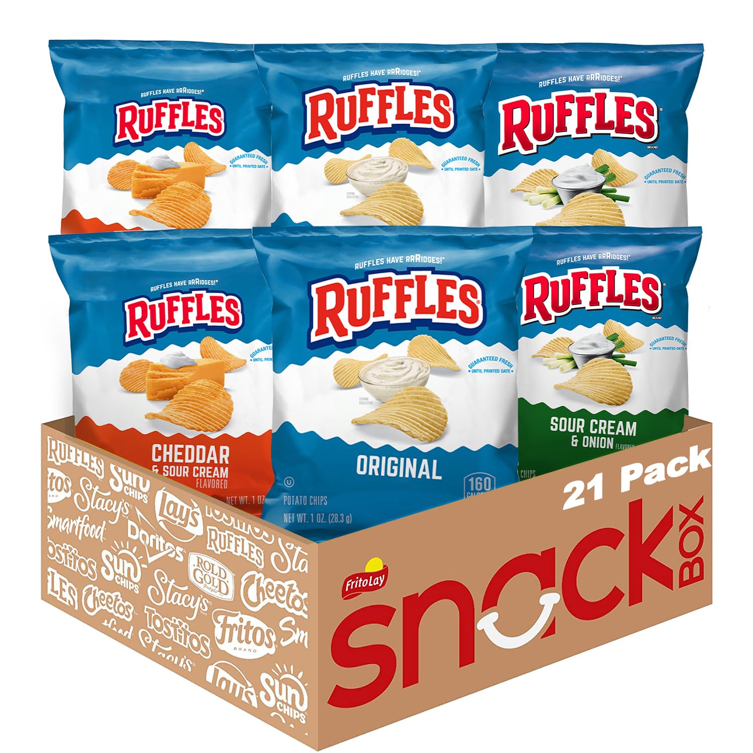Ruffles frontal del empaque con 21 bolsas, conveniencia para reuniones
