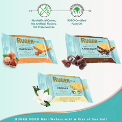 RUGER wafer de chocolate en mano mostrando tamaño y porción controlada