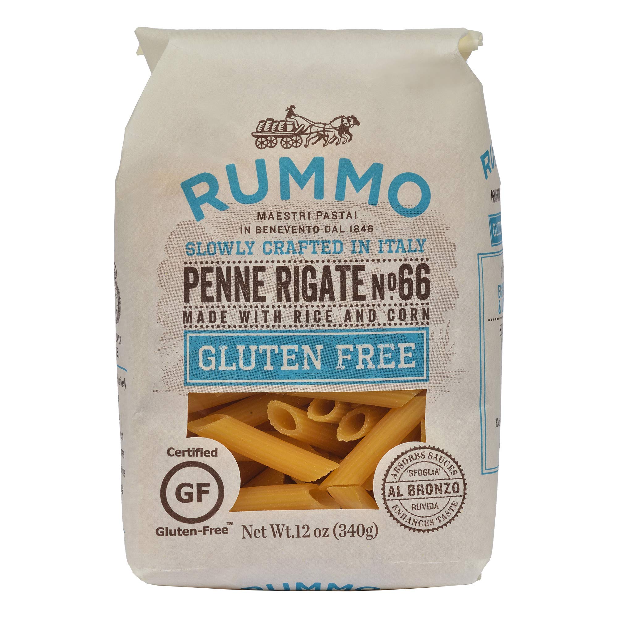 Rummo Rigatoni No.50 paquete frontal mostrando marca y cantidad para compra segura