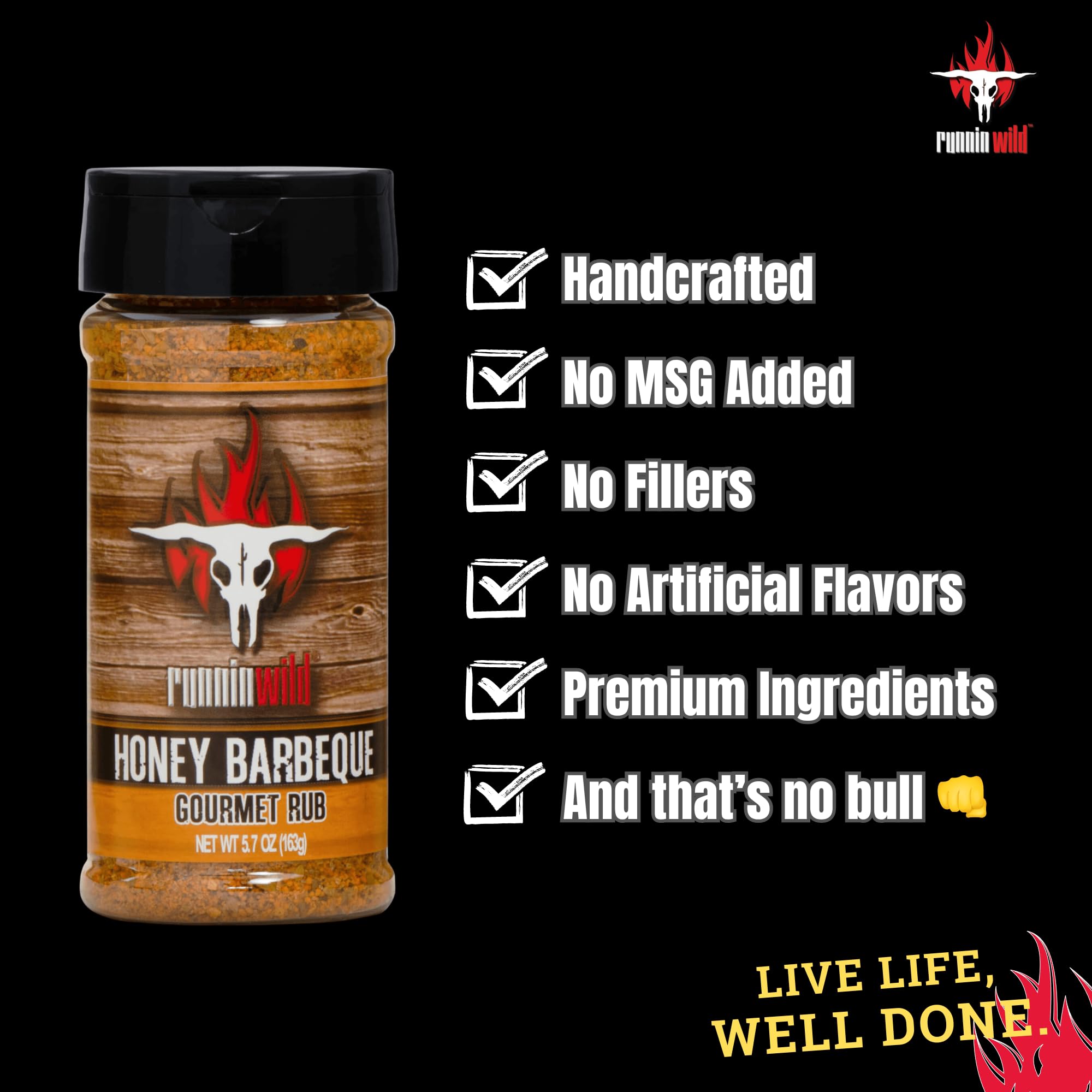 RunninWild rub aplicado sobre cerdo asado con corteza caramelizada