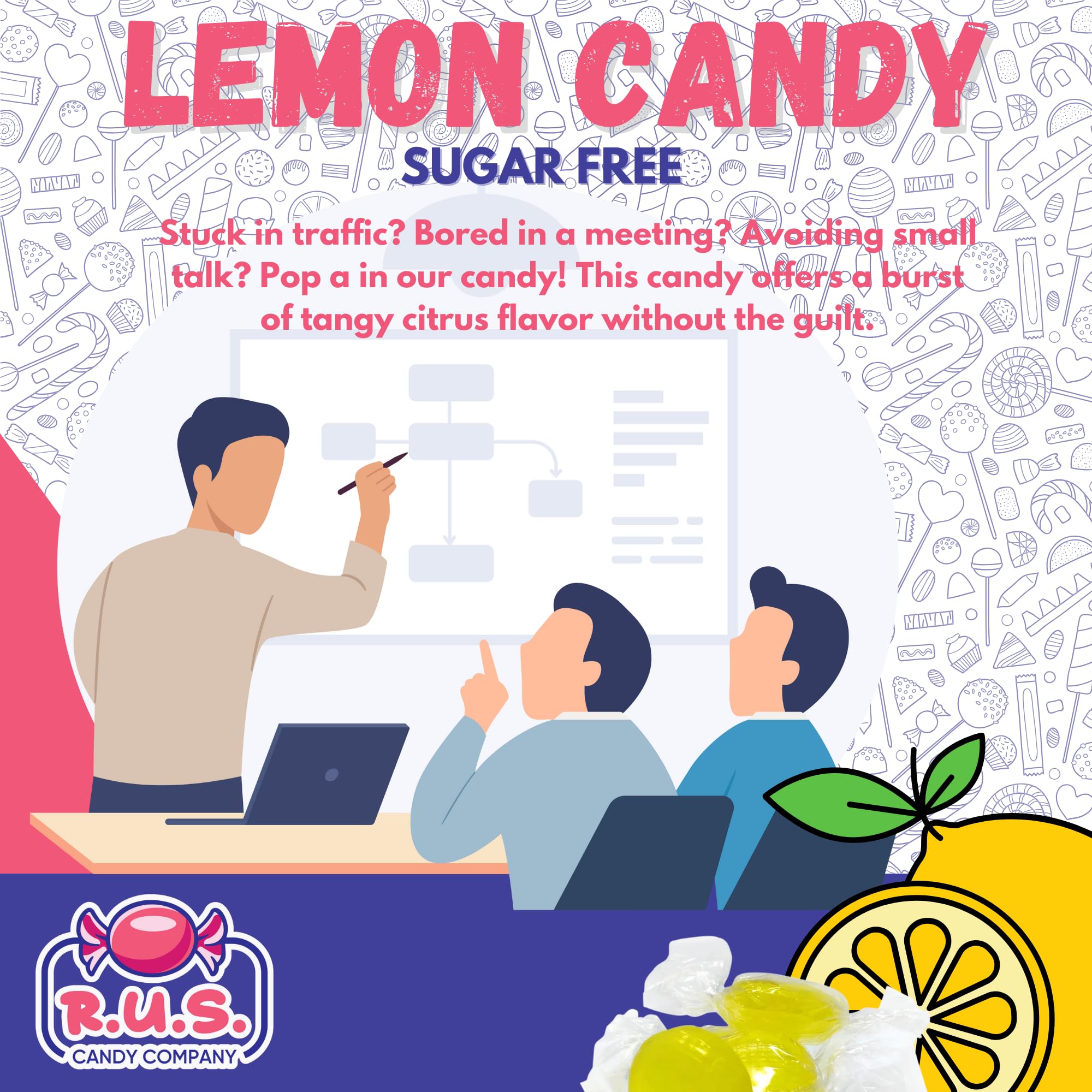 R.U.S. Candy caramelo en mano para comparar tamaño y porción práctica