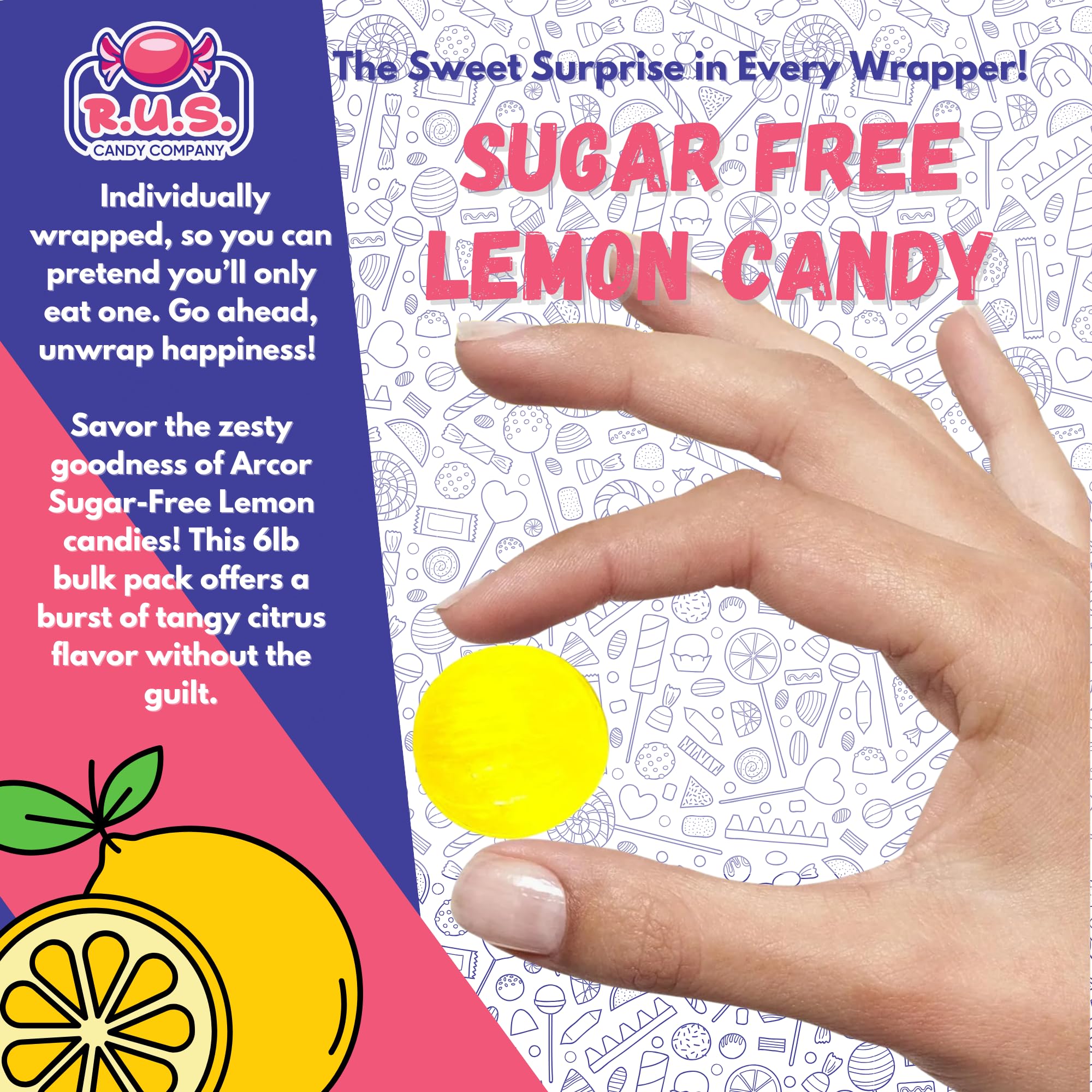 R.U.S. Candy caramelos en cuenco listos para servir en reuniones y fiestas