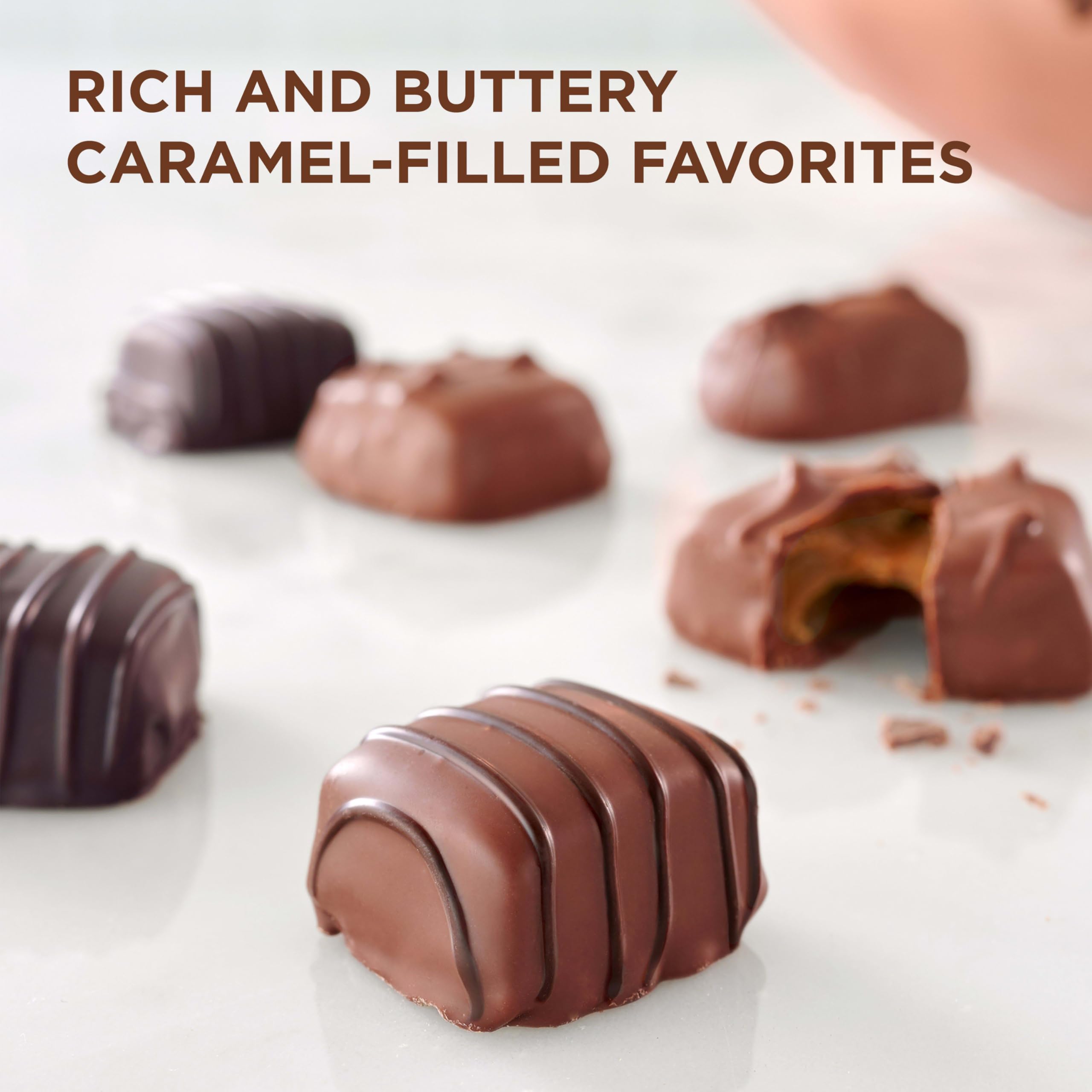 Russell Stover caramelo con nuez en chocolate con leche, crujiente y sabroso