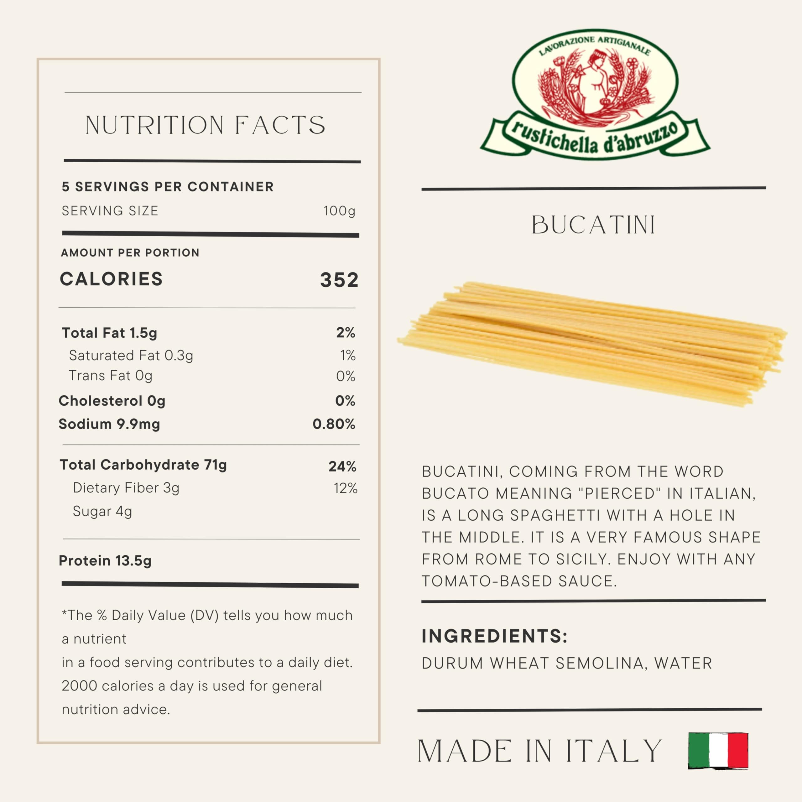 Rustichella d'Abruzzo detalle de textura de la pasta que mejora la salsa