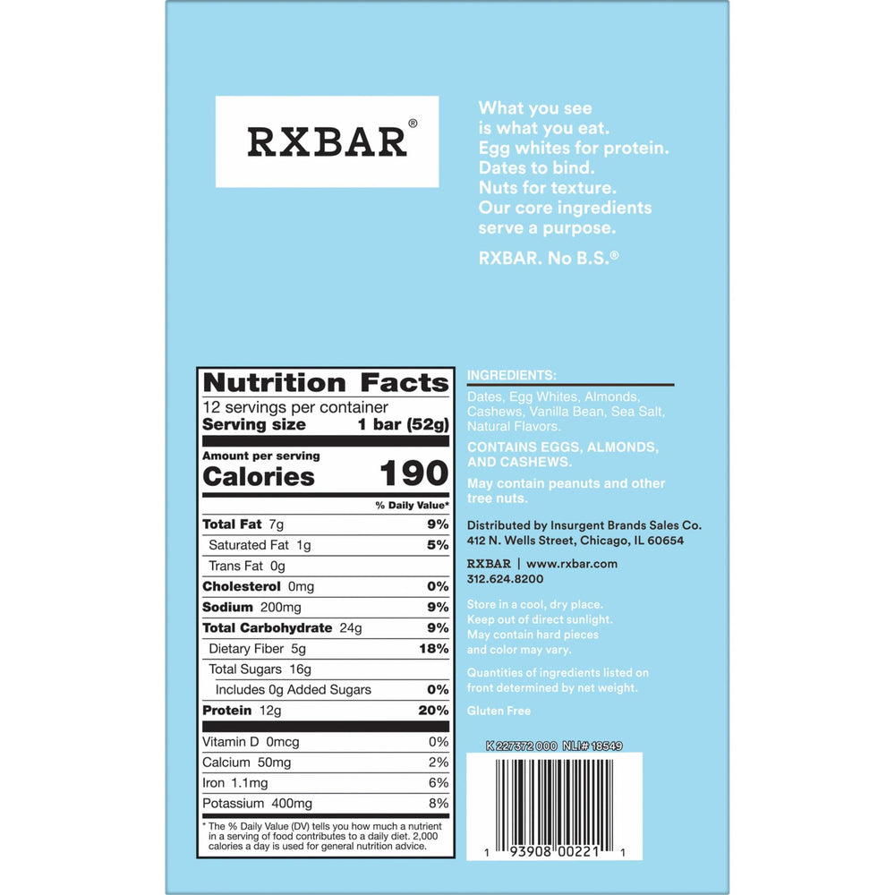 RXBAR primeros planos de almendras y dátiles que aportan sabor natural