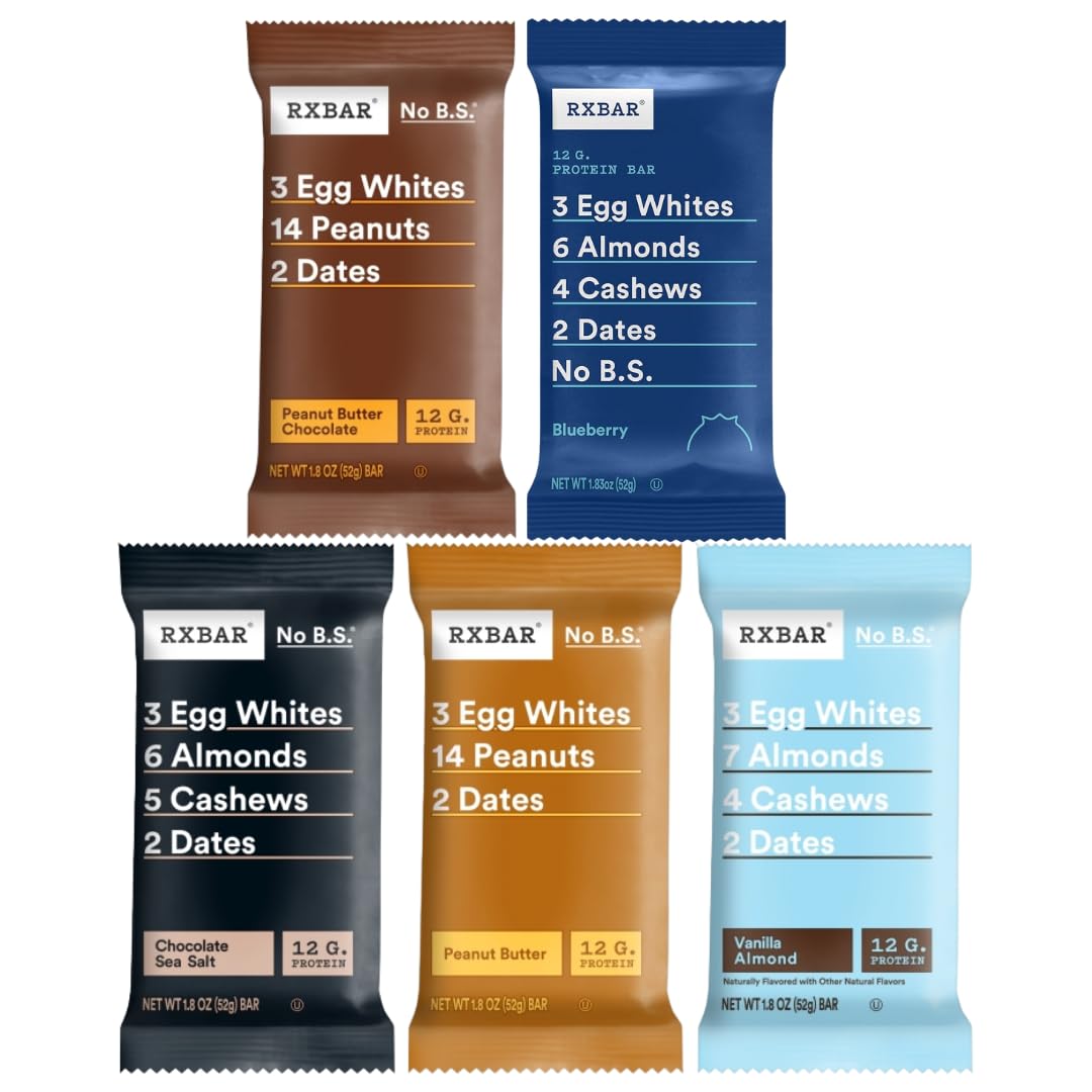 RXBAR frente del empaque mostrando variedad, conveniencia inmediata