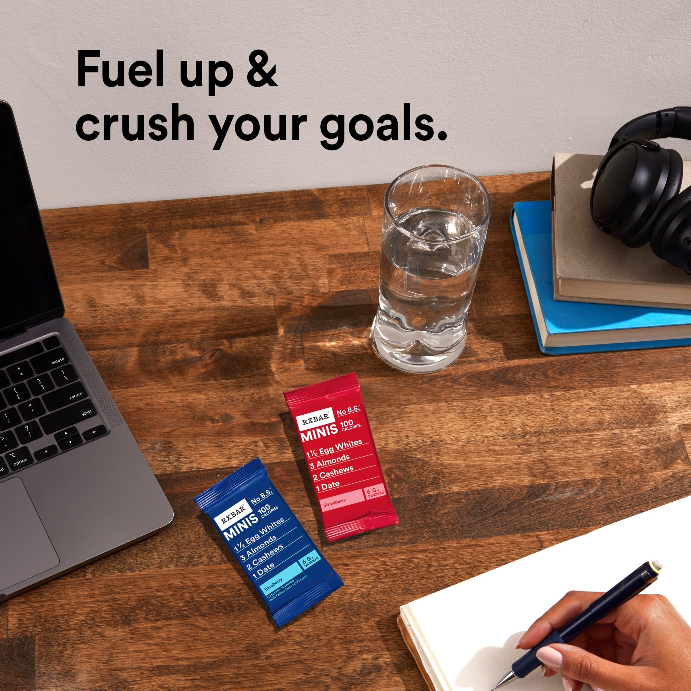 RXBAR Minis caja abierta con 32 barritas lista para almacenar y compartir